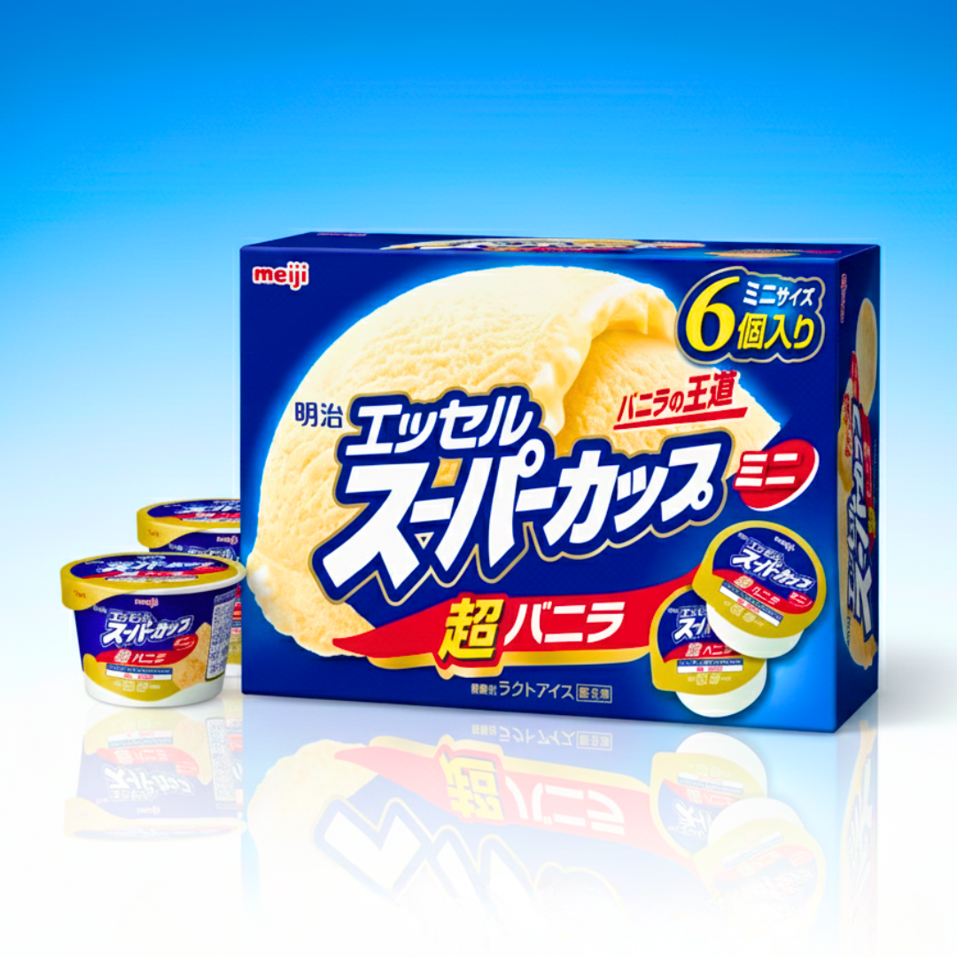 Meiji Essel Super Vanilla Mini Cup Ice Cream (6 Pieces), 540 ml (1)