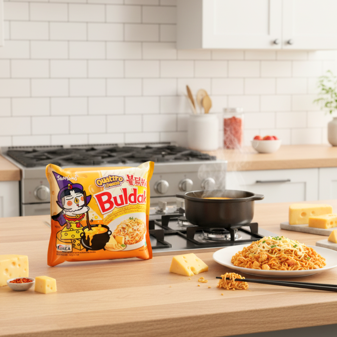 Samyang Buldak Quattro Cheese Hot Chicken Flavour Ramen -145g (1)